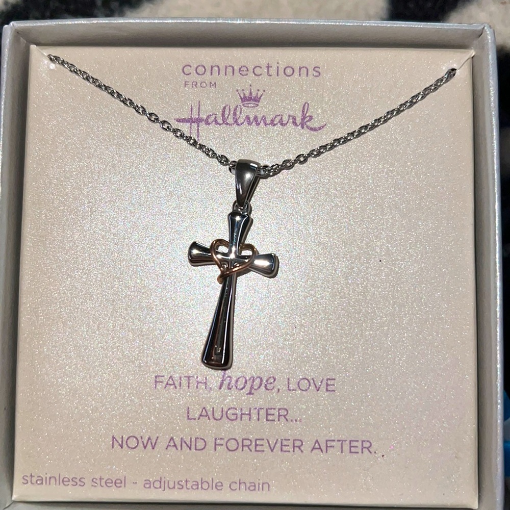 Hallmark- stainless steel, adjustable chain, cross necklace